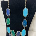 Kendra Scott Rare Drea Necklace Gold Chain Turquoise Blue & Green Stone Agate Photo 7