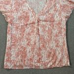 Caslon Dobby Flutter Sleeve Rayon Top Women's Small Pink/White V-Neck Photo 3