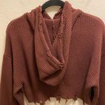 Lovers + Friends Dion Distressed Knit Hoodie In Umber Brown Size M Photo 10