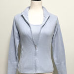 Shu Shu Zip Up Sweater Cardigan Camisole Set Blue Photo 0