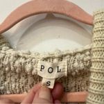 POL  Beige Popcorn Chenille Hooded Sweater Slightly Cropped Relax Fit Sz small Photo 2
