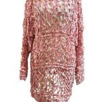 Hand knit with large needles, draped tunic / dress / beach coverup, NWOT White Size M Photo 1