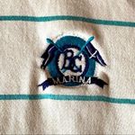 Vintage Marine Club Striped Crew Neck Sweatshirt Faded White Teal Size Large Photo 1