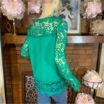 GREEN CROCHET TRIMMED LONG SLEEVE FASHION TUNIC (M) Size M Photo 6