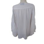 Nicole Miller Size Small S White Flowy Blouse Sheer V Neck Top Summer Boho Indie Photo 3