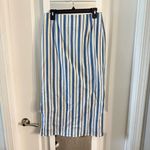 Mr. Larkin Blue & White Striped Deadstock Cotton Midi Skirt – Size M Size M Photo 1