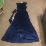 Dress the Population Dress‎ The Population Krista Plunging V-Neck Side Slit Gown Dress Navy Blue XS Photo 5