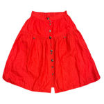Farm Rio  Red Button-Front Midi Skirt, Size M Photo 0