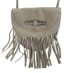 Cut N Paste Free People Small Beige Leather Purse‎ Bag With Fringe Crossbody Photo 1
