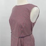 Brooks Brothers Shift Dress Pleated Waist Cotton Eyelet Hem Red Gingham Womens 8 Photo 4