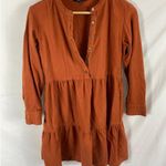 Madewell  Flannel Button Placket Tiered Mini Dress - Orange Size XXS Photo 3