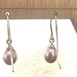 Purple pearl drop earrings Photo 5