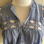 Free People periwinkle blue 100% cotton gauze boxy blouse top, Size Small, NWT Photo 2