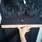 Vintage 70s Black Fur Trim Cardigan Retro Glam Whimsigoth Goth Medium Photo 4