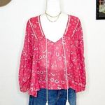 Free People  Never A Dull Moment Blouse Red Floral S Photo 0