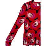 Kate Spade Deco Rose Peplum Blouse Top Floral Long Sleeve Red Size 0 Feminine Photo 8