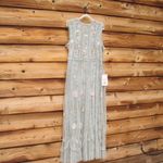 Mac Duggal 9360 Green Floral Mesh Sleeveless A Line Micro Ruffle Gown Dress Photo 5