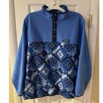 LANDS' END HERITAGE FLEECE SNAP NECK PULLOVER JACKET TOP WOMENS PLUS 2X Blue Photo 9