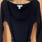Topshop  Long Sleeve Square Neck Belted Jersey Ribbed Midi Dress in‎ Black Size 4 Photo 10