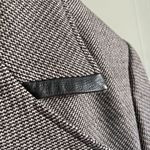 Vintage Harvé Benard Blazer L Herringbone Faux Leather Trim 90s Y2K Brown Size L Photo 4