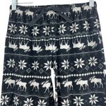 Kathy Ireland  SMALL Black White Winter Moose Waffle Knit Pajama Bottoms Photo 3