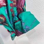 Victoria's Secret Vintage  Silk Robe Small Green Tassel Chain Print 90s Loungewear Photo 4