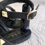 Nicole Miller Black Tulum Gold Studded Ankle Strap Pointed Flat Loafers Photo 2