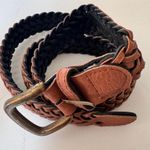 Vintage Brown Vegan Leather Braided Belt Womens S/M Boho Casual Classic Brass Photo 0