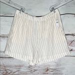 Gap  NWT Size 18 Off White - Navy Blue Stripe High Rise Pleated Linen Shorts Photo 0