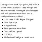 Hurley  Venice stripe crop top tank women’s large Photo 4