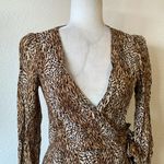 Reformation  Brooke Animal Instinct Leopard Wrap Puff Long Sleeve Dress‎ S Photo 4