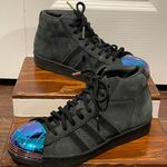 Adidas Pro Model Suede Superstar Metal Toe Midtop Sneakers Shoes Black Size 6.5 Photo 1