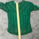 Vintage Silk Beaded Kelly Green Top Nite Waves Samir Suri Size Small Photo 11
