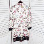 Pam & Gela Fineline Floral Track Sheath Shirt Dress Ivory Black Medium Mini Photo 9