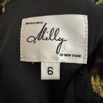 Milly New York Black Gold Metallic Silk Long Sleeve Dress with Tie Back Size 6 Photo 10