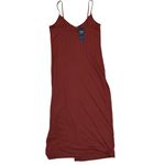 Abercrombie & Fitch v-neck ribbed slit tank dress in a reddish rust paprika Photo 1