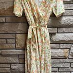 Ivy City Co faux wrap Lyra Midi Dress Yellow Floral Print Cottagecore size 2 Photo 9