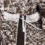 Free People  Poncho Shawl Hoodie Olive Green White Oversized Sweater Womens Med Photo 2