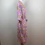 The Lingerie Collection Robe‎ Large Purple Multicolor Floral 3/4 Kimono Sleeve Photo 4