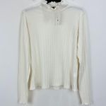 J.Crew Pointelle Knit Turtleneck Long Sleeve Top Cotton Blend Ivory XL NWT Photo 3