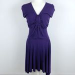 YIGAL AZROUEL purple rayon draped mini Pleated Dress Sz 1 Photo 1