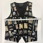 Nicole Miller  1995 Novelty Wedding Bridal Print 100% Silk Black Vest Size Large Photo 3