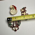 Santa Claus, Holly Wreath, Stocking Christmas Brooch Pin Lot Of 5 Gold Tone Photo 2
