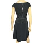 Badgley Mischka Women’s 6 Black Lace Bustier Top Rhinestone Button Back Dress Photo 4