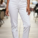 Doncaster White Straight-Leg Designer Jeans Size 8 Luxury Cotton Blend Photo 0