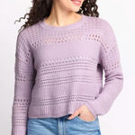 RD Style NWT  Lacey Pointelle Sweater Light Purple Lavender Knit‎ Open Weave Crop Photo 0