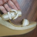 Coach  Tan Cream Chic Leather Strappy Chic Feminine Summer Wedge Sandals Size 10 Photo 4