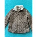 Michael Kors TRUFFLE BROWN QUILTED FAUX FUR COLLARED JACKET Sz M Photo 1