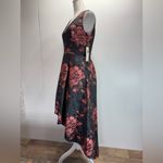 Eliza J Dark Gray and Rose Floral High Low Sleeveless Whimsigoth Formal Dress by  Photo 5