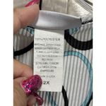 Dress Barn White/Teal Circles Short Sleeve Open Blouse Size 2XL Textured Material Photo 2